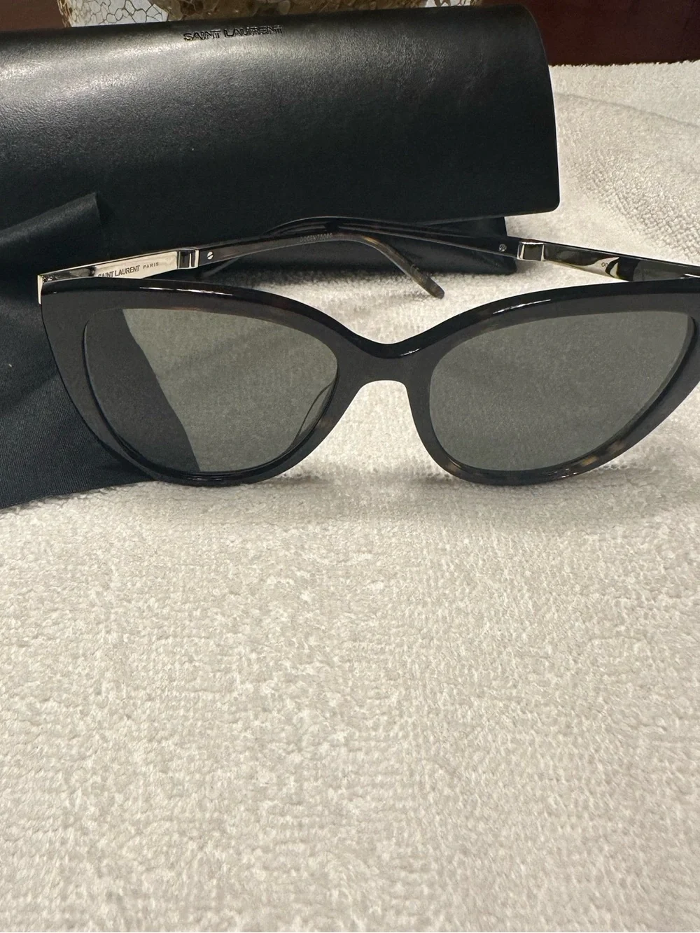 Saint Laurent SL M70 Cat Eye Sunglasses NWT Full Set Havana Silver Grey